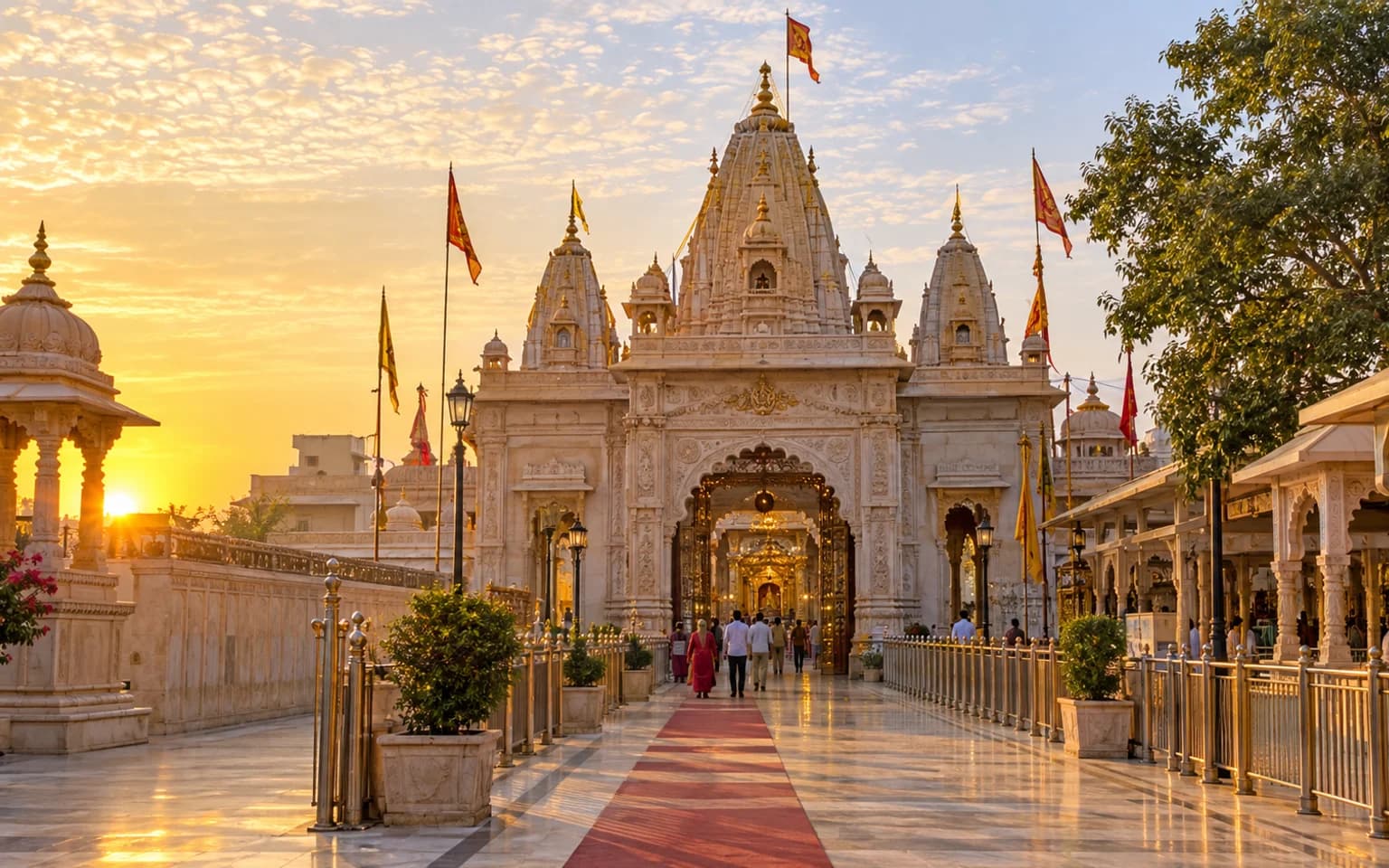 Khatu Shyam Ji temple approach in warm morning light
