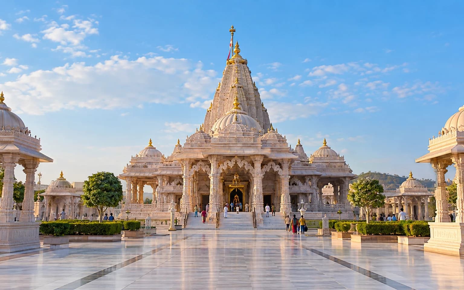 Shri Sanwariya Seth temple with pale stone domes
