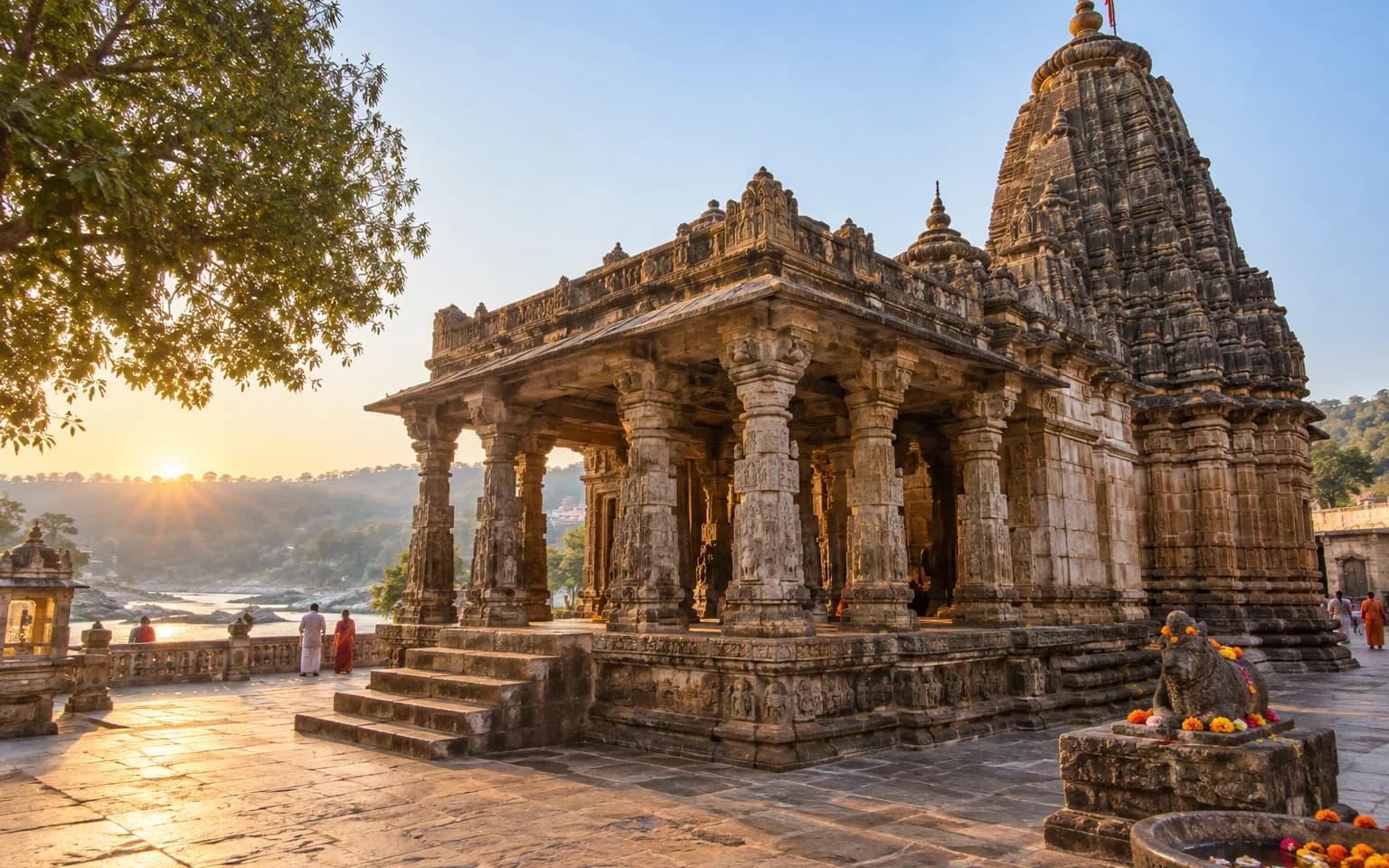 Ancient stone Mamleshwar Temple near Omkareshwar