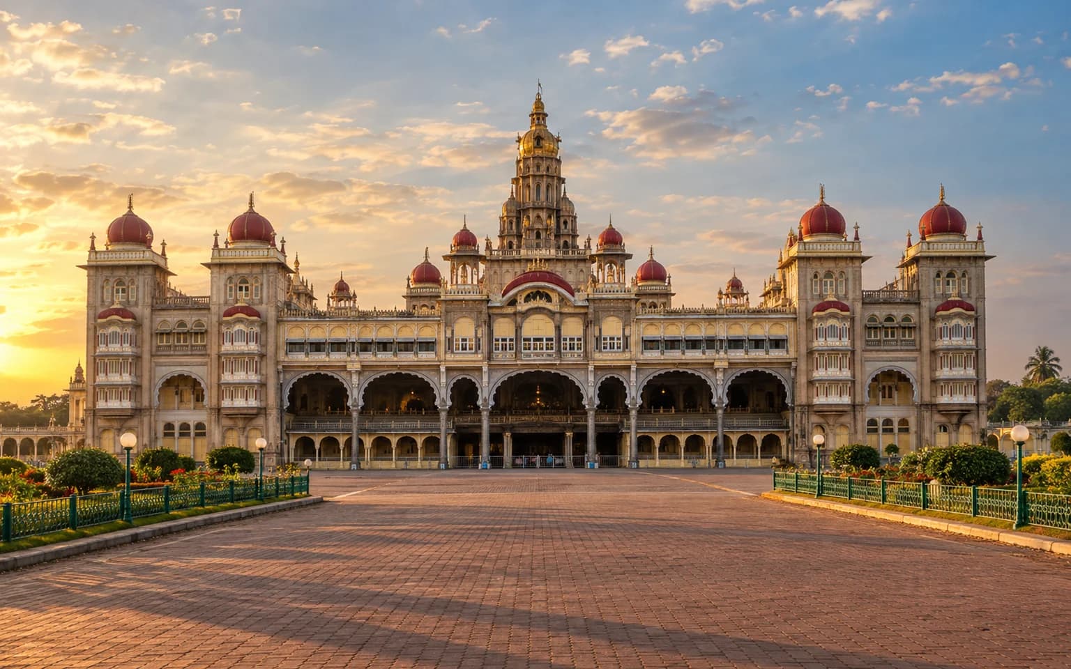 Mysore Palace and its landscaped forecourt