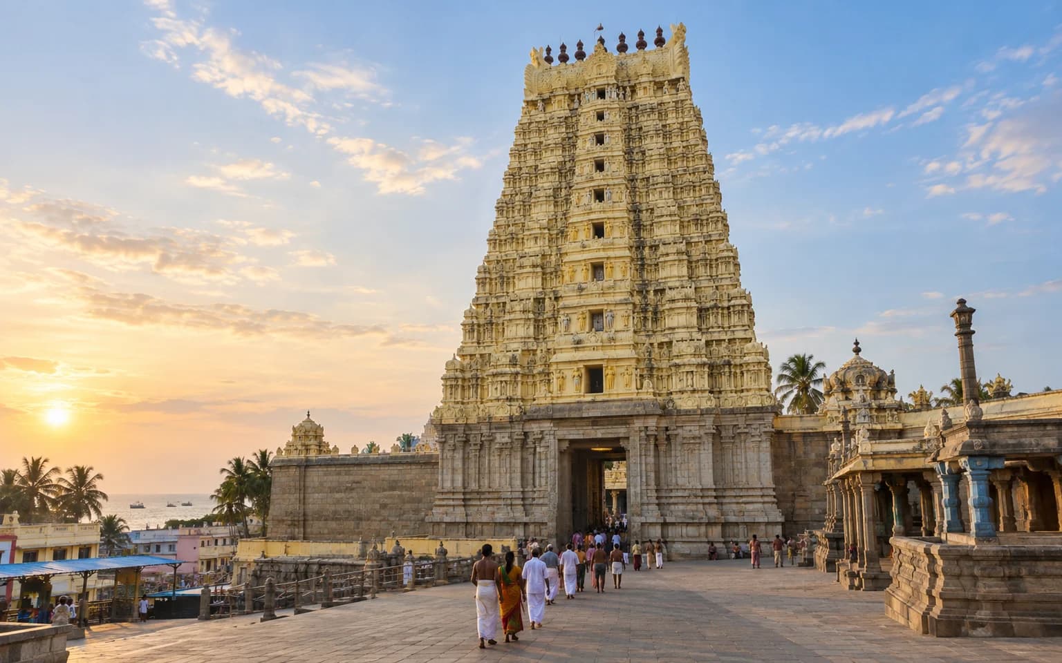 The Ramanathaswamy Temple exterior in Rameswaram